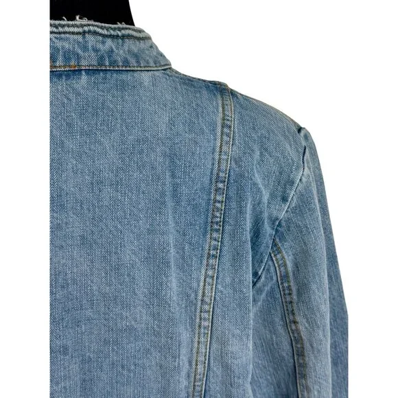 RARE Free People Military Denim Jacket L| Coastal Cowgirl Grunge Boho Streetwear - Picture 8 of 16